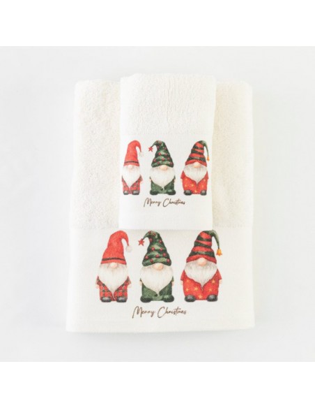 Σετ Χριστουγεννιάτικες Πετσέτες 2τμχ Festive Gnomes Ecru
