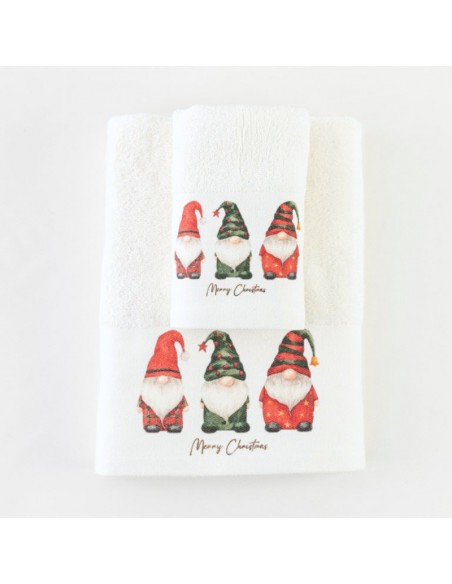Σετ Χριστουγεννιάτικες Πετσέτες 2τμχ Festive Gnomes White