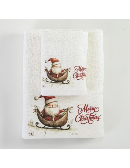 Σετ Χριστουγεννιάτικες Πετσέτες 2τμχ Santa's Leigh White