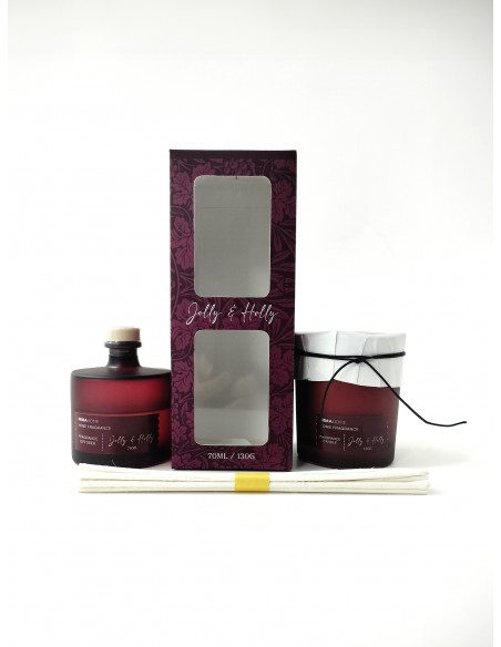 Σετ Αρωματικό Χώρου με Στικ 70ml & Αρωματικό Κερί 130gr - Holly & Jolly
