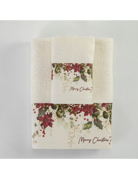 Σετ Χριστουγεννιάτικες Πετσέτες 2τμχ Christmas Berries Ecru