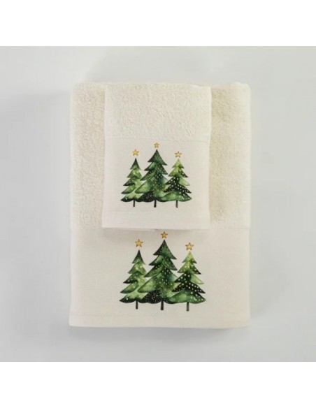 Σετ Χριστουγεννιάτικες Πετσέτες 2τμχ Fir Ecru