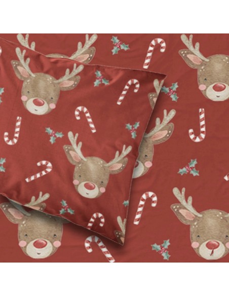 Σετ Χριστουγεννιάτικες Μαξιλαροθήκες 2τμχ 50x70 Rudolf Red