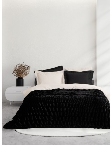 Κουβέρτα Γούνινη Υπέρδιπλη 220x240 - Mossy Black