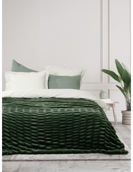 Κουβέρτα Γούνινη Υπέρδιπλη 220x240 - Mossy Dark Green