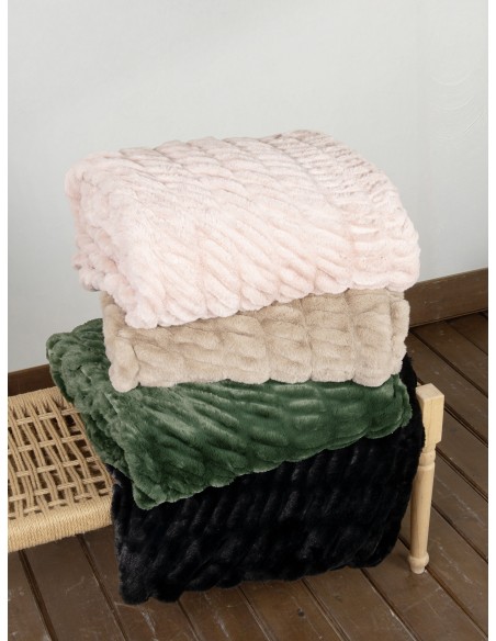 Κουβέρτα Γούνινη Υπέρδιπλη 220x240 - Mossy Dark Green