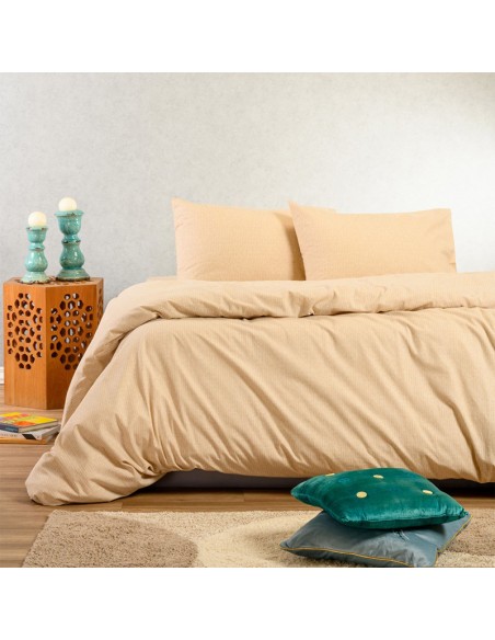 Σετ Φανελένιο Κατωσέντονο Με Λάστιχο Για Στρώμα 160x200+30 Με δύο Μαξιλαροθήκες 53x72 Owen Beige