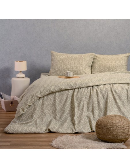 Σετ Φανελένιο Κατωσέντονο Με Λάστιχο Για Στρώμα 160x200+30 Με δύο Μαξιλαροθήκες 53x72 Elise Greige