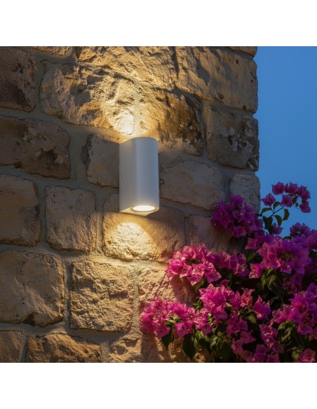 kelvo® MURANO KLV-101-0017 Φωτιστικό Τοίχου / Απλίκα για 2 Λάμπες MR16 με Ντουί GU10 AC 220-240V Αδιάβροχο IP65 - Λευκό Ματ - Μ8 x Π8 x Υ15cm