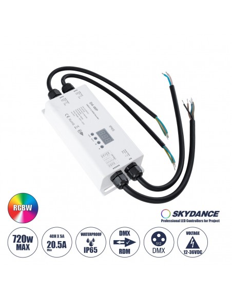 GloboStar® 71571-IP65 D4-WP SKYDANCE DC DMX & RDM Dimmer...