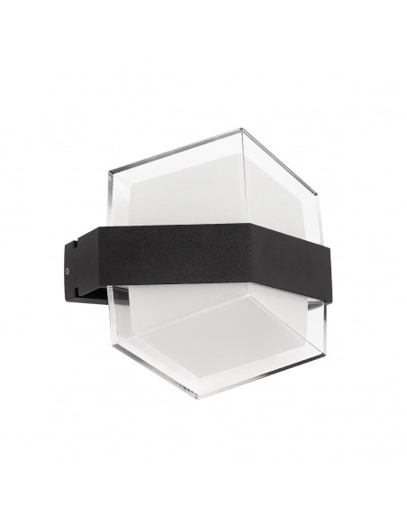 GLOBOSTAR® EMPIRE 60780 Μοντέρνο Φωτιστικό Τοίχου - Απλίκα LED 12W 1260lm 120° AC 220-240V Αδιάβροχο IP65 Φυσικό Λευκό 4500K - Bridgelux SMD Chip & TÜV SÜD Driver - Μαύρο Ματ - Μ18.5 x Π10 x Υ17.5cm - 3 Χρόνια Εγγύηση