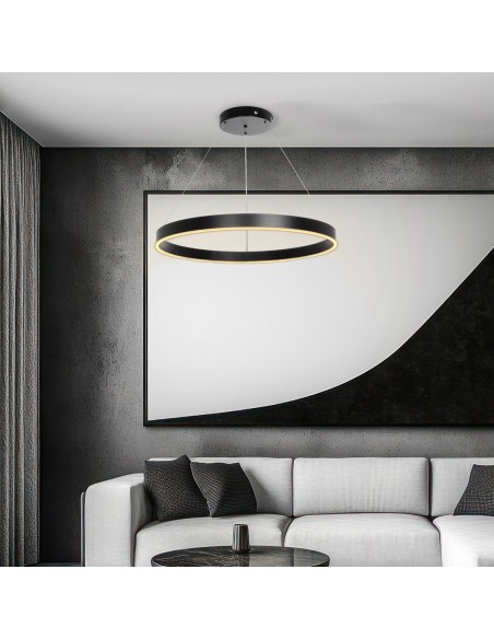 kelvo® VENOM KLV-101-0190 Κρεμαστό Φωτιστικό Οροφής LED 67W 6700lm 120° AC 220-240V IP20 Ρυθμιζόμενο Λευκό CCT με Χειριστήριο από 2700K έως 6000K Dimmable - Lumileds SMD Chip - Μαύρο Ματ - Μ80 x Π80 x Υ6.5cm - 3 Χρόνια Εγγύηση