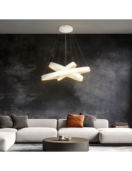 kelvo® VENOM KLV-101-0200-V2 Κρεμαστό Φωτιστικό Οροφής LED 120W 12000lm 120° AC 220-240V IP20 Ρυθμιζόμενο Λευκό CCT με Χειριστήριο από 2700K έως 6000K Dimmable - Lumileds SMD Chip - Λευκό Ματ - Μ80 x Π80 x Υ80cm - 3 Χρόνια Εγγύηση