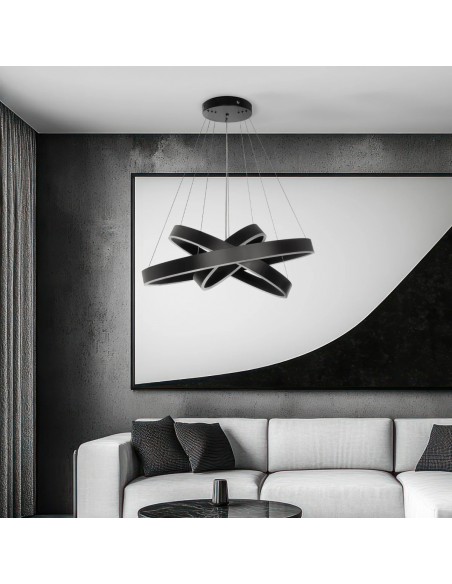 kelvo® VENOM KLV-101-0199-V2 Κρεμαστό Φωτιστικό Οροφής LED 120W 12000lm 120° AC 220-240V IP20 Ρυθμιζόμενο Λευκό CCT με Χειριστήριο από 2700K έως 6000K Dimmable - Lumileds SMD Chip - Μαύρο Ματ - Μ80 x Π80 x Υ80cm - 3 Χρόνια Εγγύηση