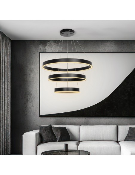 kelvo® VENOM KLV-101-0199 Κρεμαστό Φωτιστικό Οροφής LED 120W 12000lm 120° AC 220-240V IP20 Ρυθμιζόμενο Λευκό CCT με Χειριστήριο από 2700K έως 6000K Dimmable - Lumileds SMD Chip - Μαύρο Ματ - Μ80 x Π80 x Υ80cm - 3 Χρόνια Εγγύηση