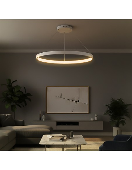 kelvo® NEMESIS KLV-101-0215 Κρεμαστό Φωτιστικό Οροφής LED 75W 7500lm 180° AC 220-240V IP20 Ρυθμιζόμενο Λευκό CCT με Χειριστήριο από 2700K έως 6000K Dimmable - Lumileds SMD Chip - Λευκό Ματ - Μ100 x Π100 x Υ4cm - 3 Χρόνια Εγγύηση