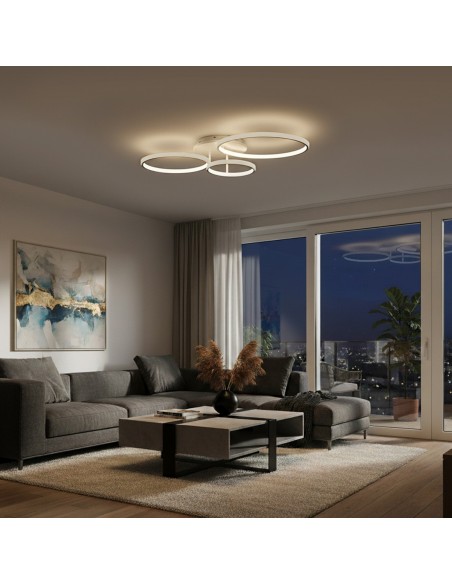 kelvo® NEMESIS KLV-101-0206 Φωτιστικό Οροφής LED 98W 9800lm 360° AC 220-240V IP20 Ρυθμιζόμενο Λευκό CCT με Χειριστήριο από 2700K έως 6000K Dimmable - Lumileds SMD Chip - Λευκό Ματ - Μ89 x Π60 x Υ19cm - 3 Χρόνια Εγγύηση