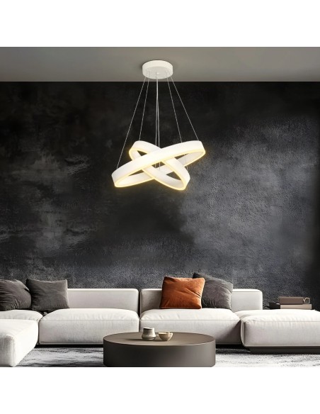 kelvo® VENOM KLV-101-0197-V2 Κρεμαστό Φωτιστικό Οροφής LED 75W 7500lm 120° AC 220-240V IP20 Ρυθμιζόμενο Λευκό CCT με Χειριστήριο από 2700K έως 6000K Dimmable - Lumileds SMD Chip - Λευκό Ματ - Μ60 x Π60 x Υ40cm - 3 Χρόνια Εγγύηση