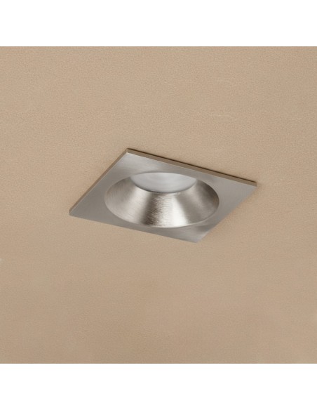 kelvo® EPSILON KLV-101-0049 Χωνευτό Φωτιστικό Downlight Σποτ Μπάνιου για Λάμπα MR16 με Ντουί GU10 AC 220-240V Αδιάβροχο IP65 - Νίκελ Βούρτσας - Μ8.5 x Π8.5 x Υ4.4cm / Q7.5cm x 7.5cm