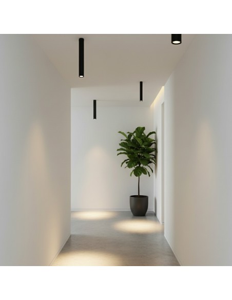 kelvo® DUCT KLV-101-0052 Φωτιστικό Downlight Σποτ για Λάμπα MR16 με Ντουί GU10 AC 220-240V IP20 - Μαύρο Ματ - Μ6 x Π6 x Υ45cm