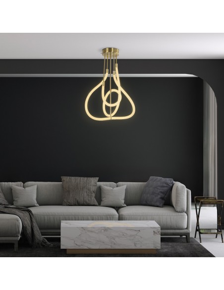 kelvo® GLOW KLV-101-0152 Φωτιστικό Οροφής LED 40W 4000lm 360° AC 220-240V IP20 Ρυθμιζόμενο Λευκό CCT με Χειριστήριο από 2700K έως 6000K Dimmable - Lumileds SMD Chip - Χρυσό Πλατίνα - Μ50 x Π50 x Υ70cm - 3 Χρόνια Εγγύηση