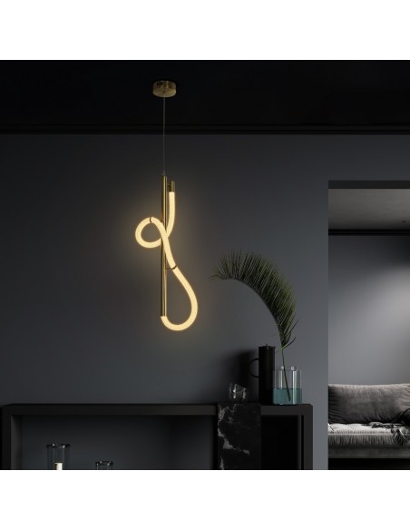 kelvo® GLOW KLV-101-0160 Κρεμαστό Φωτιστικό Οροφής LED 24W 2400lm 360° AC 220-240V IP20 Ρυθμιζόμενο Λευκό CCT με On/Off 2700K/4500K/6000K - Lumileds SMD Chip - Χρυσό Πλατίνα - Μ30 x Π17 x Υ66cm - 3 Χρόνια Εγγύηση