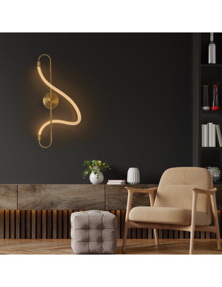 kelvo® GLOW KLV-101-0169 Φωτιστικό Τοίχου / Απλίκα LED 18W 1800lm 360° AC 220-240V IP20 Ρυθμιζόμενο Λευκό CCT με On/Off 2700K/4500K/6000K - Lumileds SMD Chip - Χρυσό Πλατίνα - Μ30 x Π15 x Υ70cm - 3 Χρόνια Εγγύηση