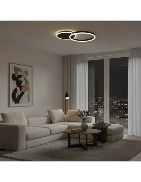 kelvo® VENOM KLV-101-0181 Φωτιστικό Οροφής LED 45W 4500lm 360° AC 220-240V IP20 Ρυθμιζόμενο Λευκό CCT με Χειριστήριο από 2700K έως 6000K Dimmable - Lumileds SMD Chip - Μαύρο Ματ - Μ60 x Π40 x Υ7.5cm - 3 Χρόνια Εγγύηση