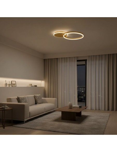 kelvo® VENOM KLV-101-0183 Φωτιστικό Οροφής LED 45W 4500lm 360° AC 220-240V IP20 Ρυθμιζόμενο Λευκό CCT με Χειριστήριο από 2700K έως 6000K Dimmable - Lumileds SMD Chip - Χρυσό Πλατίνα - Μ60 x Π40 x Υ7.5cm - 3 Χρόνια Εγγύηση