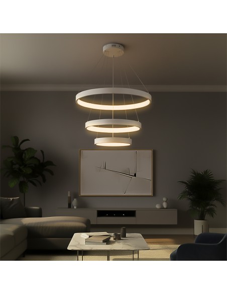 kelvo® NEMESIS KLV-101-0218 Κρεμαστό Φωτιστικό Οροφής LED 100W 10000lm 180° AC 220-240V IP20 Ρυθμιζόμενο Λευκό CCT με Χειριστήριο από 2700K έως 6000K Dimmable - Lumileds SMD Chip - Λευκό Ματ - Μ60 x Π60 x Υ60cm - 3 Χρόνια Εγγύηση