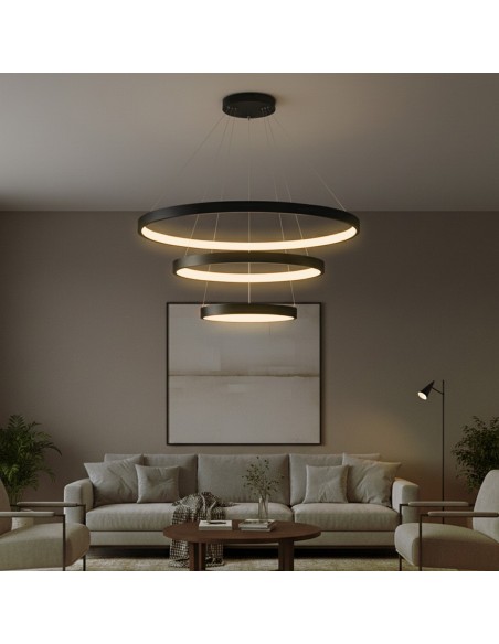 kelvo® NEMESIS KLV-101-0220 Κρεμαστό Φωτιστικό Οροφής LED 120W 12000lm 180° AC 220-240V IP20 Ρυθμιζόμενο Λευκό CCT με Χειριστήριο από 2700K έως 6000K Dimmable - Lumileds SMD Chip - Μαύρο Ματ - Μ80 x Π80 x Υ80cm - 3 Χρόνια Εγγύηση