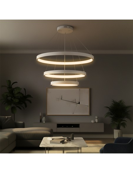 kelvo® NEMESIS KLV-101-0221 Κρεμαστό Φωτιστικό Οροφής LED 120W 12000lm 180° AC 220-240V IP20 Ρυθμιζόμενο Λευκό CCT με Χειριστήριο από 2700K έως 6000K Dimmable - Lumileds SMD Chip - Λευκό Ματ - Μ80 x Π80 x Υ80cm - 3 Χρόνια Εγγύηση