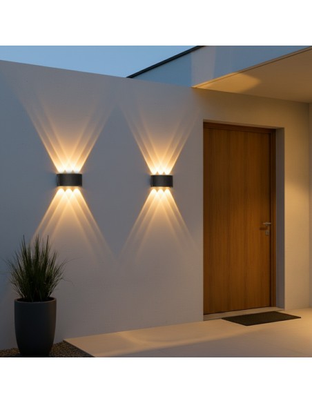 kelvo® SIXOAD KLV-101-0006 Φωτιστικό Τοίχου / Απλίκα LED 18W 1800lm 30° AC 220-240V Αδιάβροχο IP65 Θερμό Λευκό 2700K - CREE XPE Chip & TÜV SÜD Driver - Μαύρο Ματ - Μ17 x Π4 x Υ8cm - 5 Χρόνια Εγγύηση