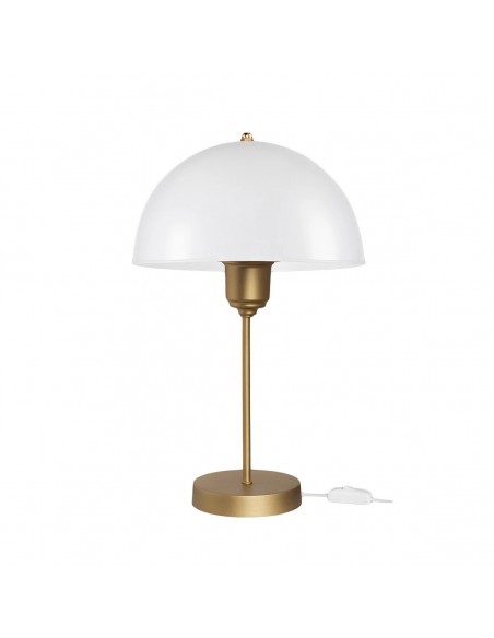 GLOBOSTAR® GAZETA 203-0304 Μοντέρνο Επιτραπέζιο Φωτιστικό Πορτατίφ με Ντουί 1 x E27 AC 220-240V IP20 - Λευκό Δίαφανο & Μπρονζέ  - Μ25 x Π25 x Υ39cm