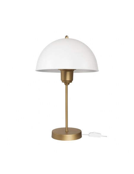 GLOBOSTAR® GAZETA 203-0303 Μοντέρνο Επιτραπέζιο Φωτιστικό Πορτατίφ με Ντουί 1 x E27 AC 220-240V IP20 - Λευκό & Μπρονζέ  - Μ25 x Π25 x Υ39cm