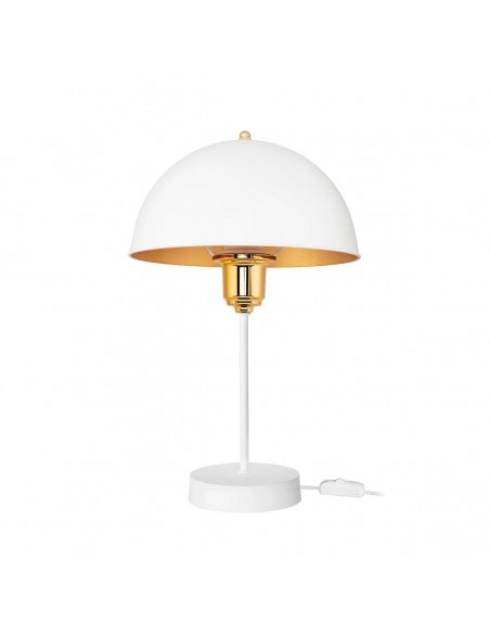 GLOBOSTAR® GAZETA 203-0302 Μοντέρνο Επιτραπέζιο Φωτιστικό Πορτατίφ με Ντουί 1 x E27 AC 220-240V IP20 - Λευκό & Χρυσό  - Μ25 x Π25 x Υ39cm