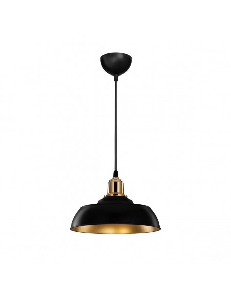 GLOBOSTAR® LOAN 203-0279 Μοντέρνο Κρεμαστό Φωτιστικό Οροφής με Ντουί 1 x E27 AC 220-240V IP20 - Μαύρο & Χρυσό  - Μ25.5 x Π25.5 x Υ17cm