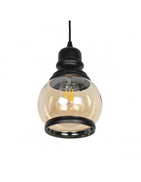 GLOBOSTAR® OLIVER 999-0186 Vintage Κρεμαστό Φωτιστικό Οροφής με Ντουί 1 x E27 AC 220-240V IP20 - Μελί & Μαύρο - Μ16 x Π16 x Υ25cm