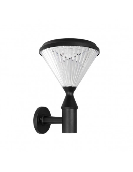 GLOBOSTAR® SOLARTIS 90527 Φωτιστικό Κολωνάκι Κήπου LED 10W 1000lm 180° με Ενσωματωμένο Φωτοβολταϊκό Panel 6V 5W & Επαναφορτιζόμενη Μπαταρία Li-ion 3.2V 6000mAh με Αισθητήρα Ημέρας-Νύχτας Αδιάβροχο IP65 Ψυχρό Λευκό 6000K - Sanan SMD Chip - Μαύρο - Μ26 x Π26 x Υ37cm - 2 Χρόνια Εγγύηση