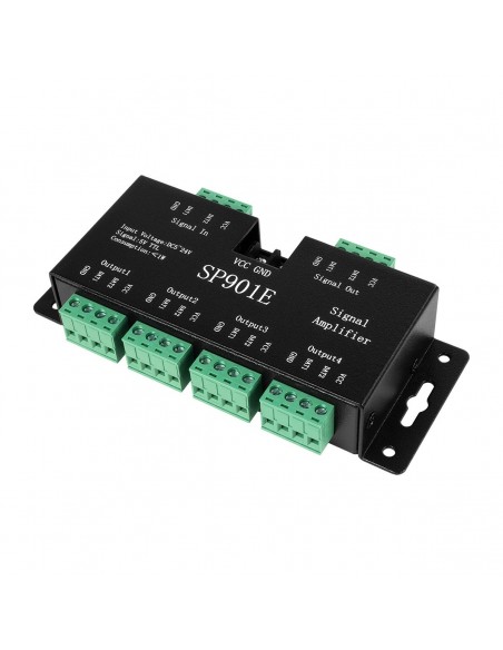 GloboStar® RGBCONTROLLER 73446 LED Digital RGB Ενισχυτής Σήματος SP901E LED Pixel WS2812B WS2811 SPI Signal Amplifier Repeater 10000 IC Professional Series 5-24V 288W - IP20 - Μ14 x Π5.6 x Υ2.8cm - 1 Χρόνος Εγγύηση