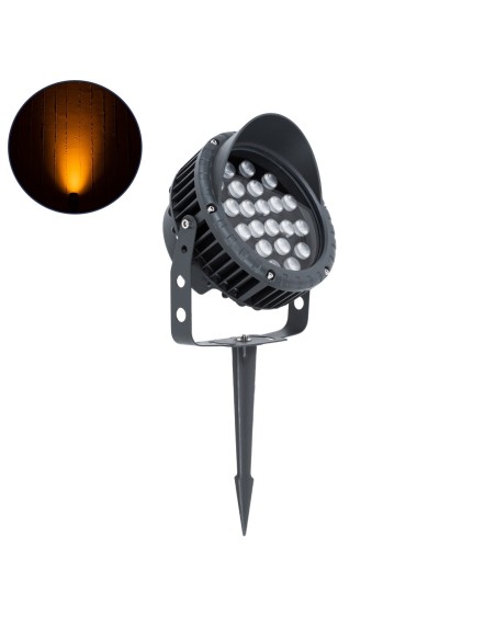 GLOBOSTAR® TREEVINA 90359 Φωτιστικό Σποτ με Αντιθαμβωτική Γρίλια για Φυτά - Δέντρα με Βάση Κήπου / Καρφωτό LED 24W 2040lm 10° DC 24V Αδιάβροχο IP65 Ultra Θερμό Λευκό 2200K Dimmable - Bridgelux SMD Chip - Γκρι Ανθρακί - Μ21.5 x Π18.3 x Υ14cm - 3 Χρόνια Εγγύηση