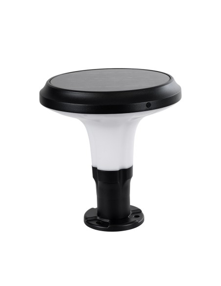 GLOBOSTAR® WHISPER 90535 Φωτιστικό Κολωνάκι Κήπου LED 10W 500lm 120° με Ενσωματωμένο Φωτοβολταϊκό Panel 6V 2W & Επαναφορτιζόμενη Μπαταρία Li-ion 3.2V 1800mAh με Αισθητήρα Ημέρας-Νύχτας Αδιάβροχο IP65 Ψυχρό Λευκό 6000K - Sanan SMD Chip - Γκρι Ανθρακί - Μ25 x Π25 x 28cm - 2 Χρόνια Εγγύηση