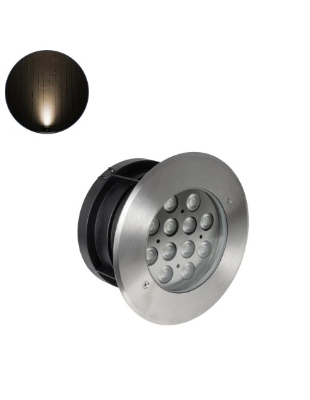 GLOBOSTAR® UNDERWATERTUNI 999-0270 Υποβρύχιο Χωνευτό Σποτ για Σιντριβάνια/Πισίνες LED 12W 1080lm 30° DC 24V Αδιάβροχο IP68 Θερμό Λευκό 2700K Dimmable - Bridgelux SMD Chip - Ανοξείδωτο Ατσάλι SS304 - Μ18 x Π18 x Υ9.3cm / Q15cm - 3 Χρόνια Εγγύηση