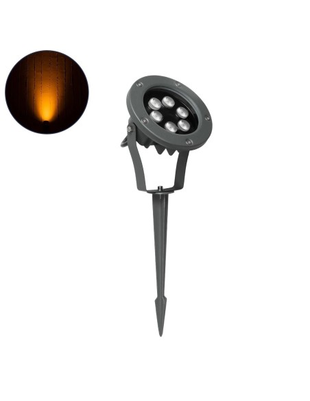 GLOBOSTAR® TREETZINA 999-0267 Φωτιστικό Σποτ για Φυτά - Δέντρα με Βάση Κήπου / Καρφωτό LED 6W 510lm 10° DC 24V Αδιάβροχο IP65 Ultra Θερμό Λευκό 2200K Dimmable - Bridgelux SMD Chip - Γκρι Ανθρακί - Μ12 x Π6 x Υ5cm - 3 Χρόνια Εγγύηση