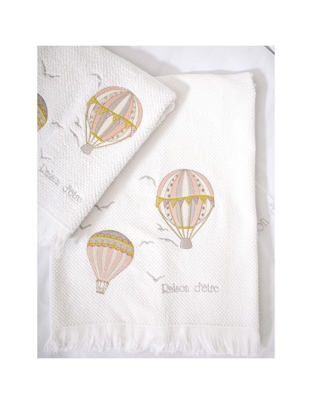 Σετ βρεφικές πετσέτες 2 τμχ - Hot Air Balloon Pink