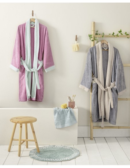 Μπουρνούζι Ease - Medium - Mauve Pink / Mint 2