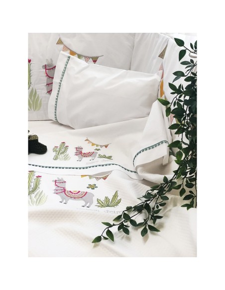 Κουβέρτα Πικέ Κούνιας Hello Lama - Pink