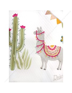 Κουβέρτα Πικέ Κούνιας Hello Lama - Pink 2