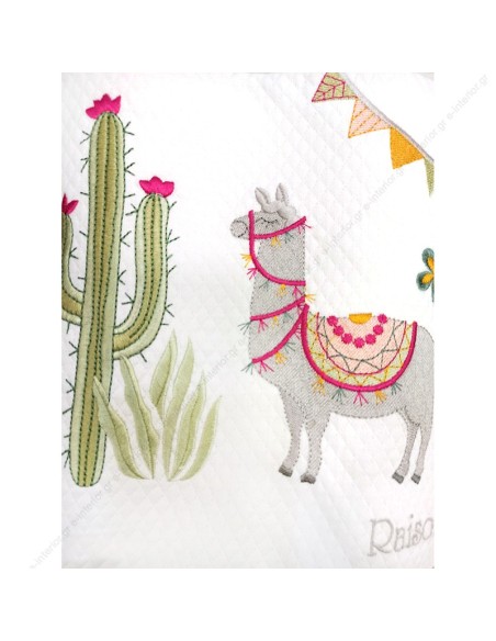 Κουβέρτα Πικέ Κούνιας Hello Lama - Pink