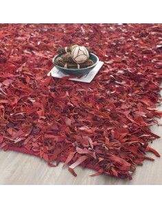 Δερμάτινο Χαλάκι Φουντωτό 70x140 - Κόκκινο 2